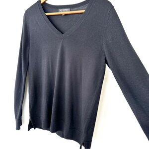 Banana Republic Black Merino Wool Sweater with V-Neck, Loose Fit
